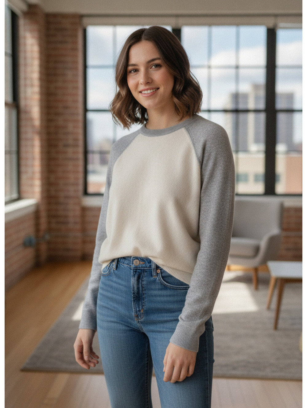 Ann Taylor Colorblock Raglan Sleeve Pullover Sweater
